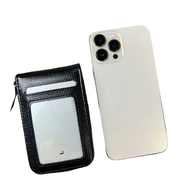 LITCHI EMBOSSED MENS BLACK CARD HOLDER/WALLET - Picture 5 of 6